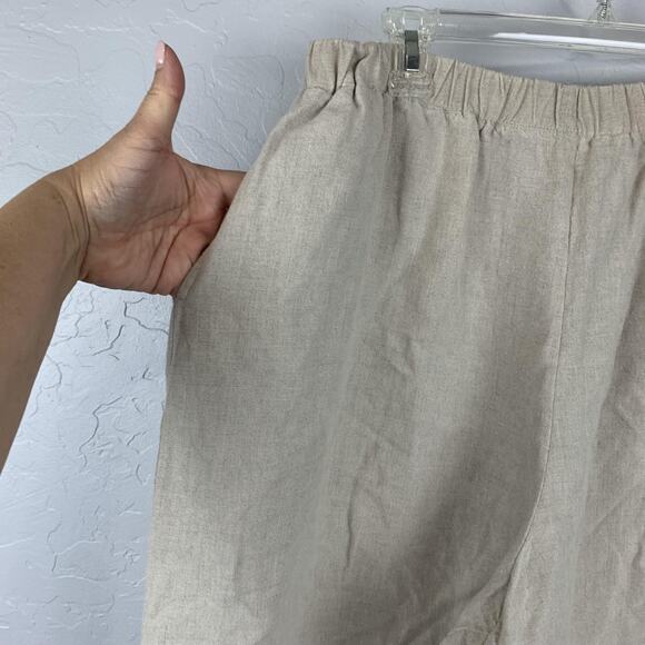 J Jill Pants Womens 4XL Beige Linen Wide Leg Elastic Waist Casual Pockets Light - Picture 3 of 6